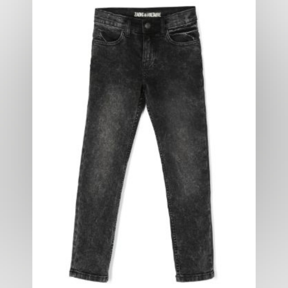 Zadig & Voltaire Kids Logo Print Stonewash Skinny Jeans Size 8